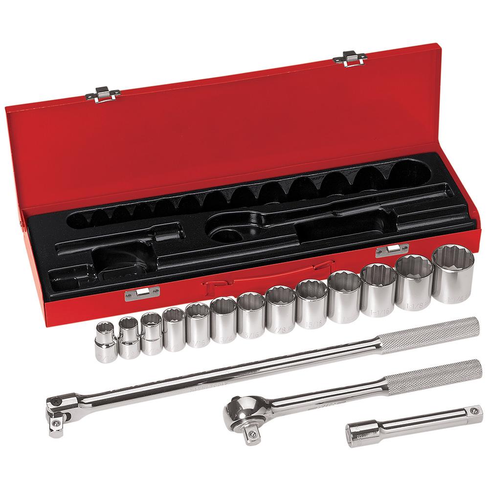1/2" Drive Socket Wrench Set, 16 Pc