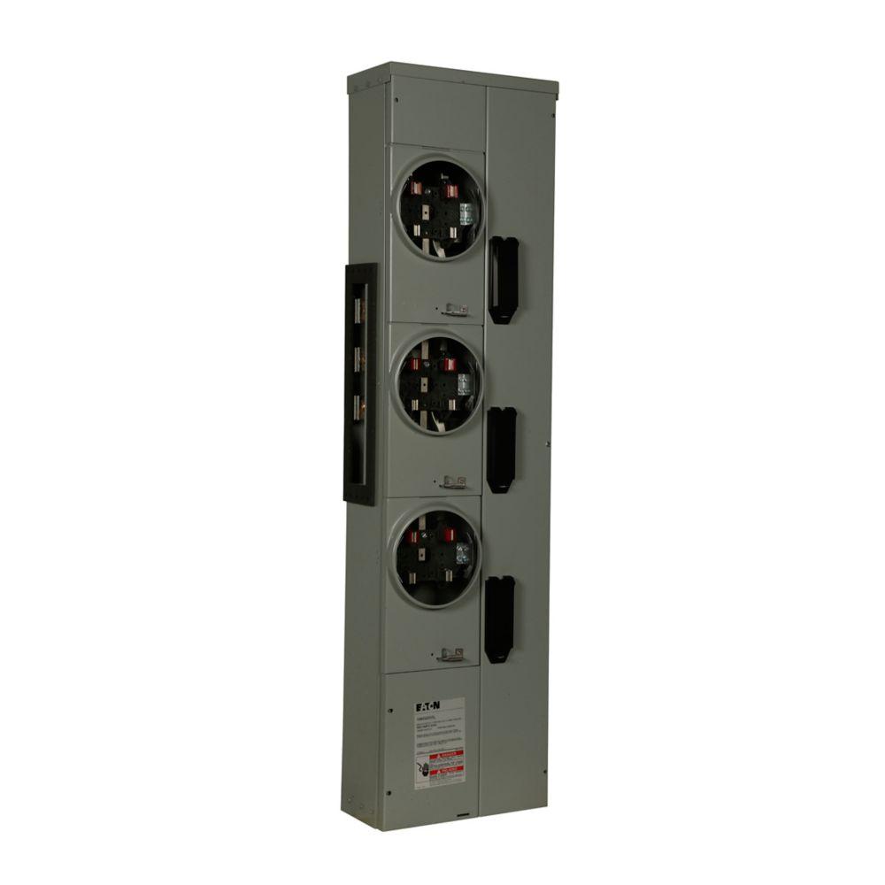 200A MTR STACK, 1PH, 3 SKT, RINGLESS, CU