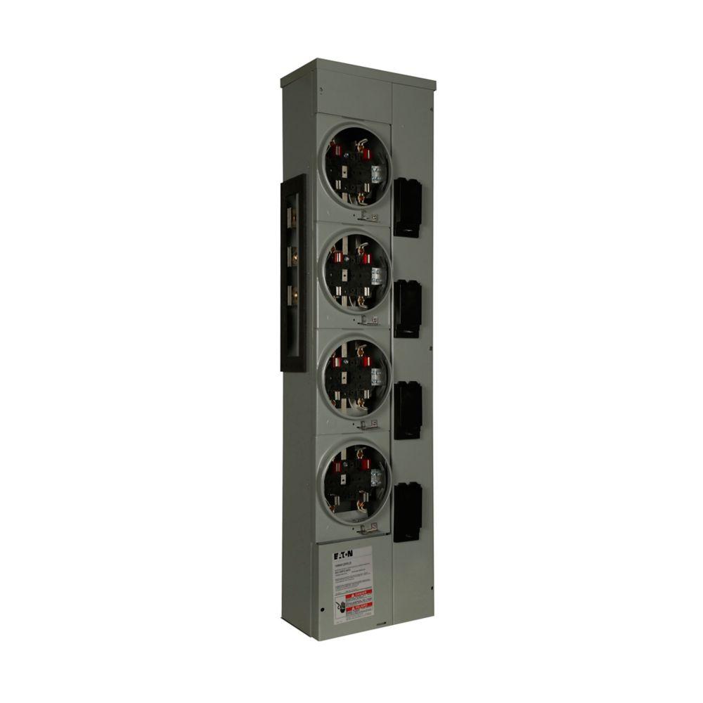 125A MTR STACK,1PH,4SKT,RNGLSS W/HORN,CU