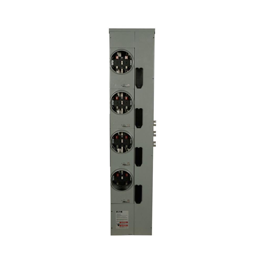 200A MTR STACK,1PH,4SKT,RNGLSS W/HORN,CU