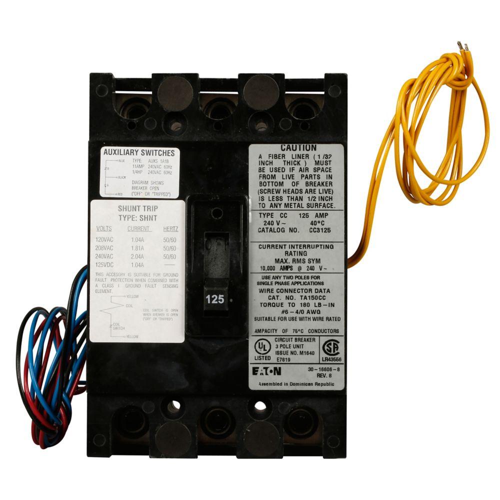 CC bkr 125A/3 Pole 240V 10K w/120V