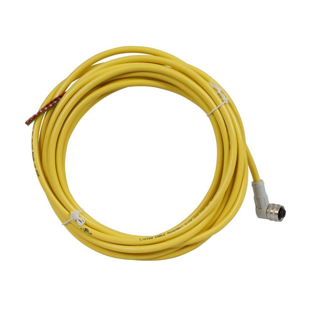 CORDSET,RT ANG,AC 3P 3W,18GA,PVC YEL,5M
