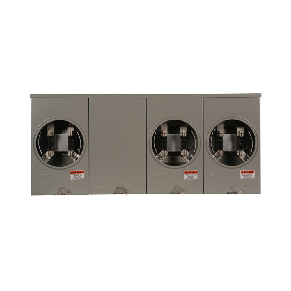 MtrSkt,200A,Ringless,4-Jaw,OH/UG,3-Gang