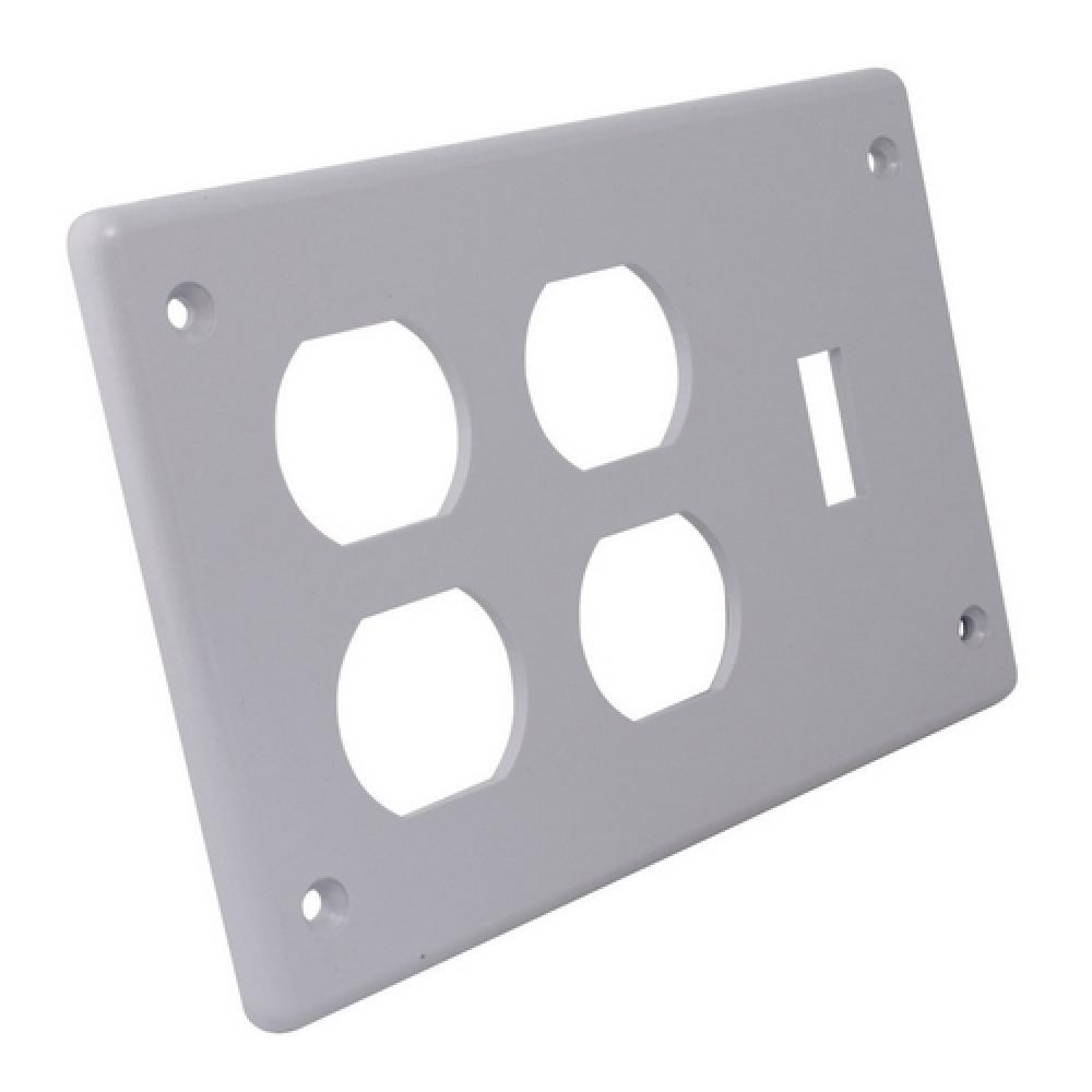 PVC TRIPLE GANG COV. PLATE SING. SWITCH DBL REC.