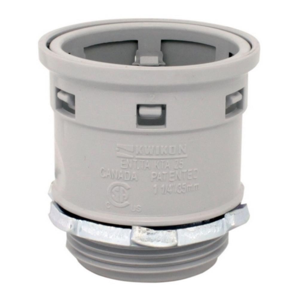 1 1/4" PVC CONNECTOR LOCKNUT GREY KWIKON