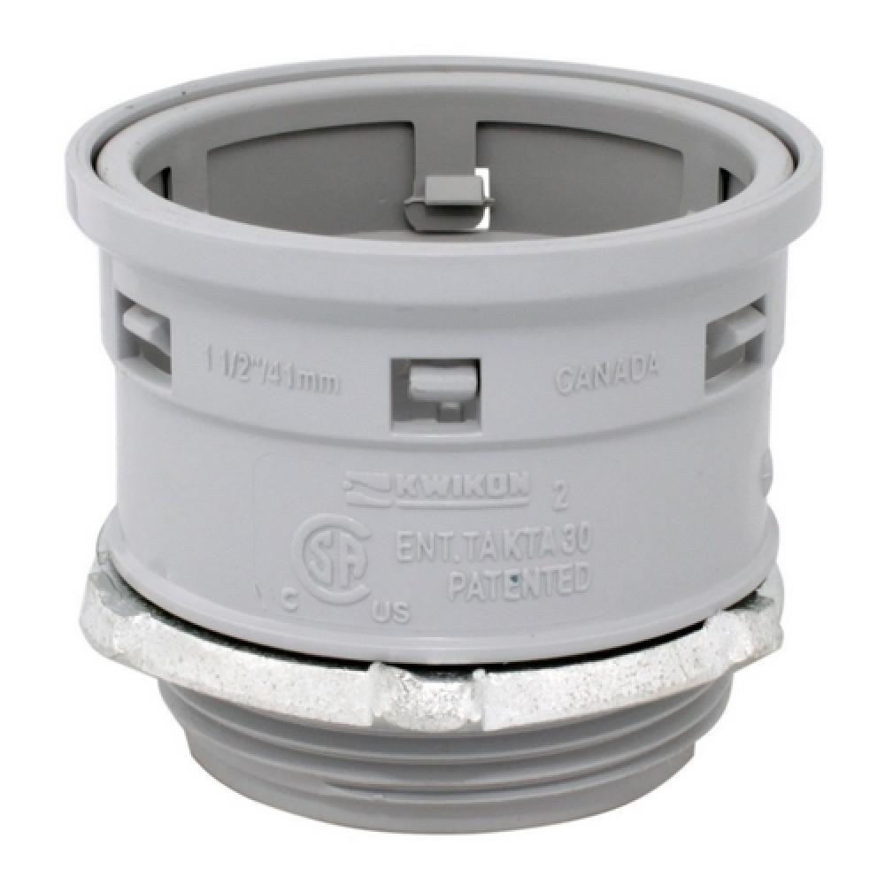 1 1/2" PVC CONNECTOR LOCKNUT GREY KWIKON