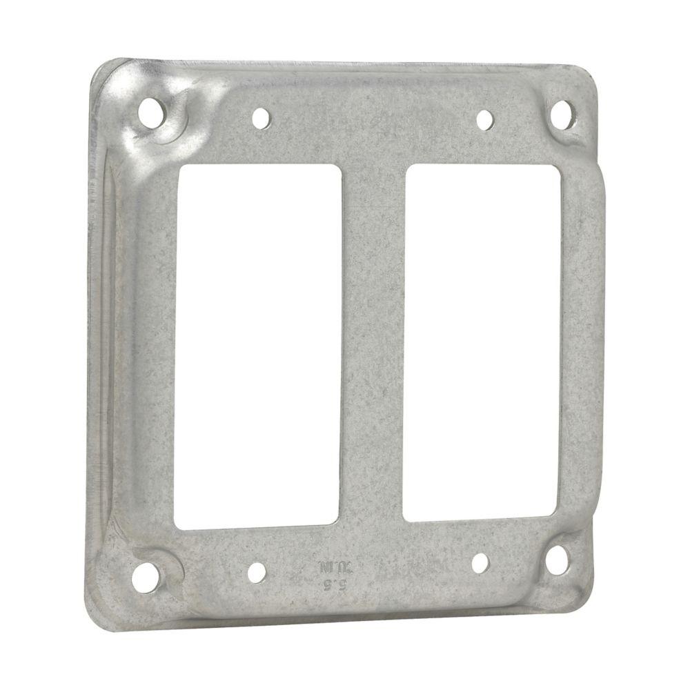 4 SQ BOX 2 GFCI REC SURF CVR