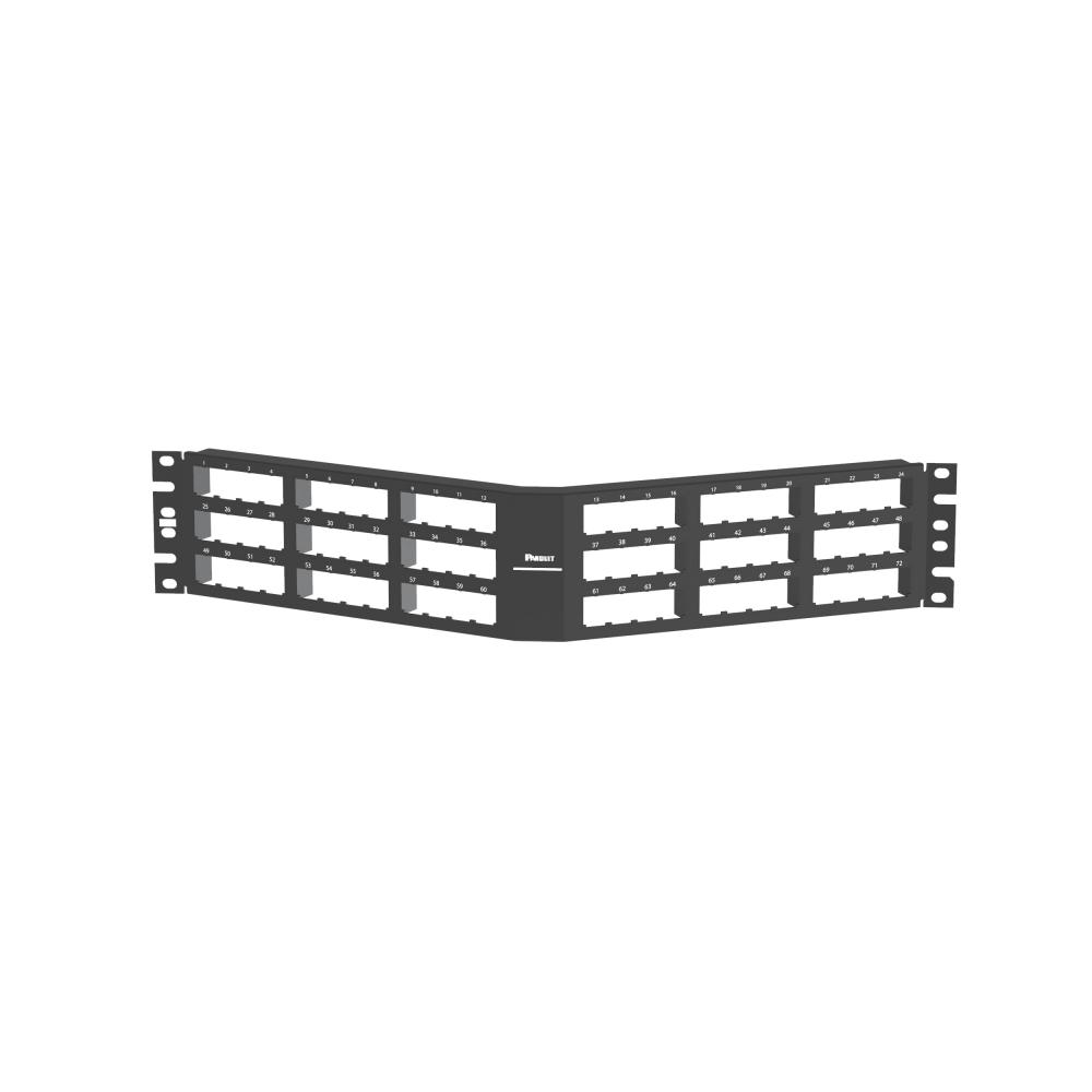 Mini-Com® Ang Flush Patch Panel, 72 Port, 3 RU,