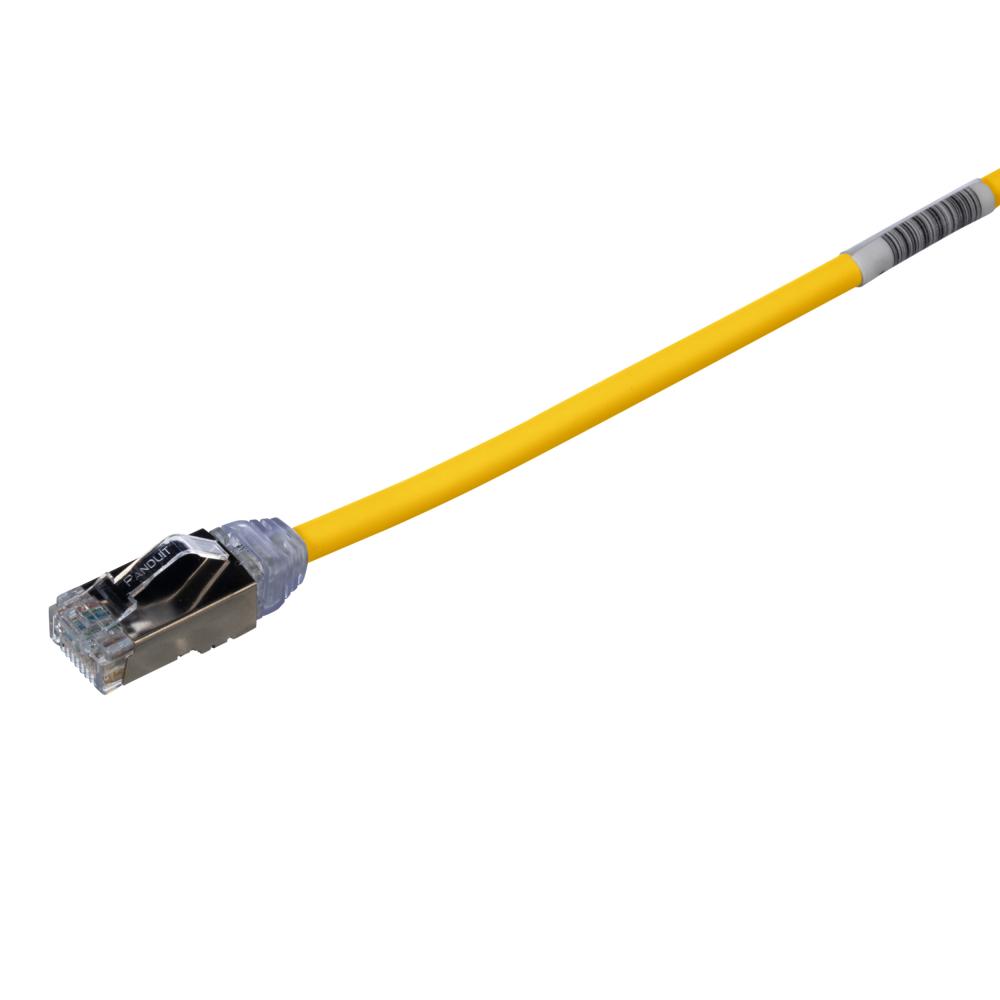 Cat 6A 28 AWG Shielded Patch Cord, 0.2 m, Yellow
