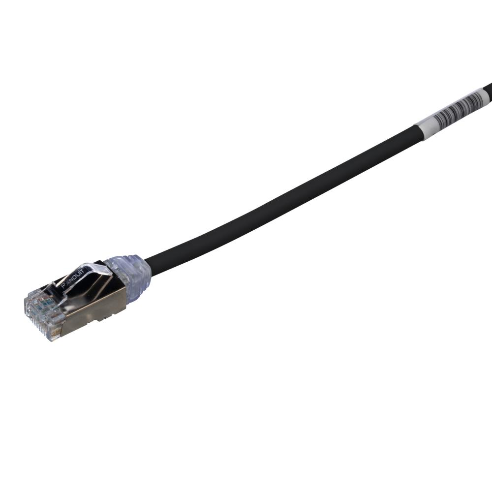 Cat 6A 28 AWG Shielded Patch Cord, 0.5 m, Black