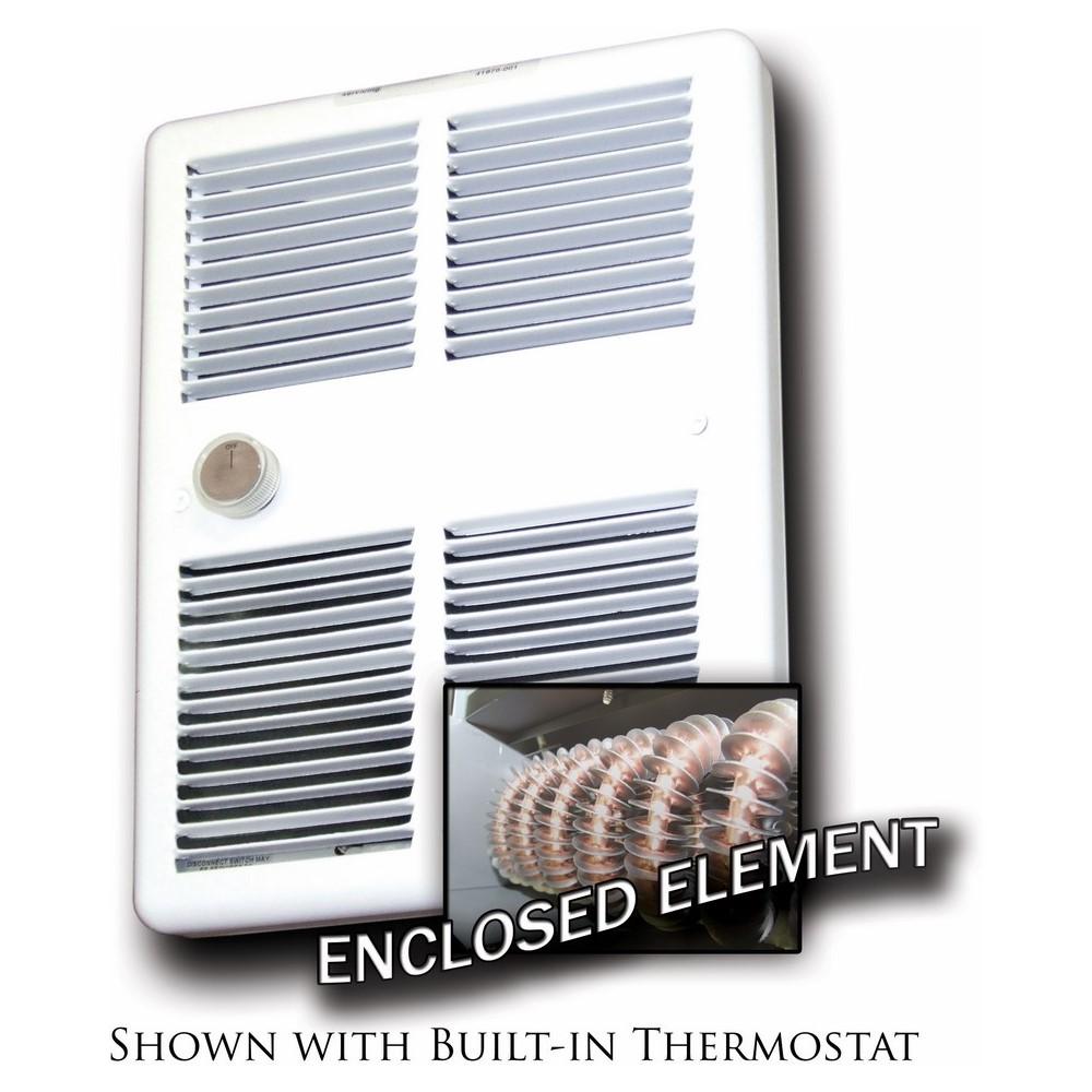 750W 120V Fan Frcd Wall Htr, Thrmst, Wht