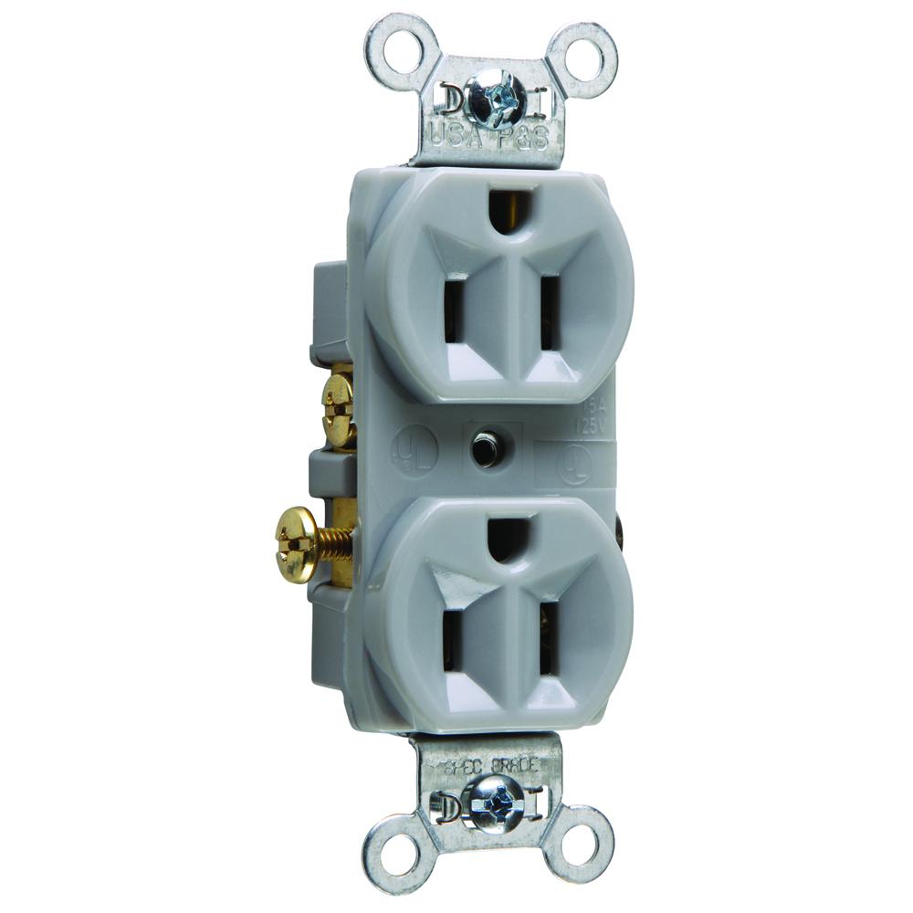 RECEP DUP 15A/125V SIDE WIRE GRAY