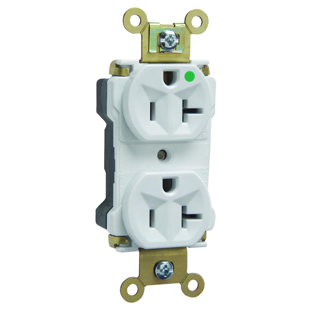 HOSP GRD EHD DUP RECEPT 20A/125V WH