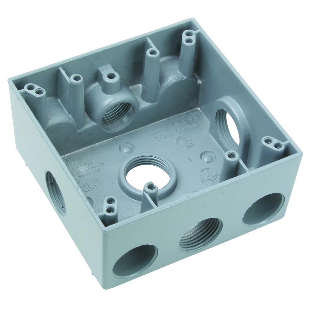 WP BOX 2G 5 HOLE 3/4 GY