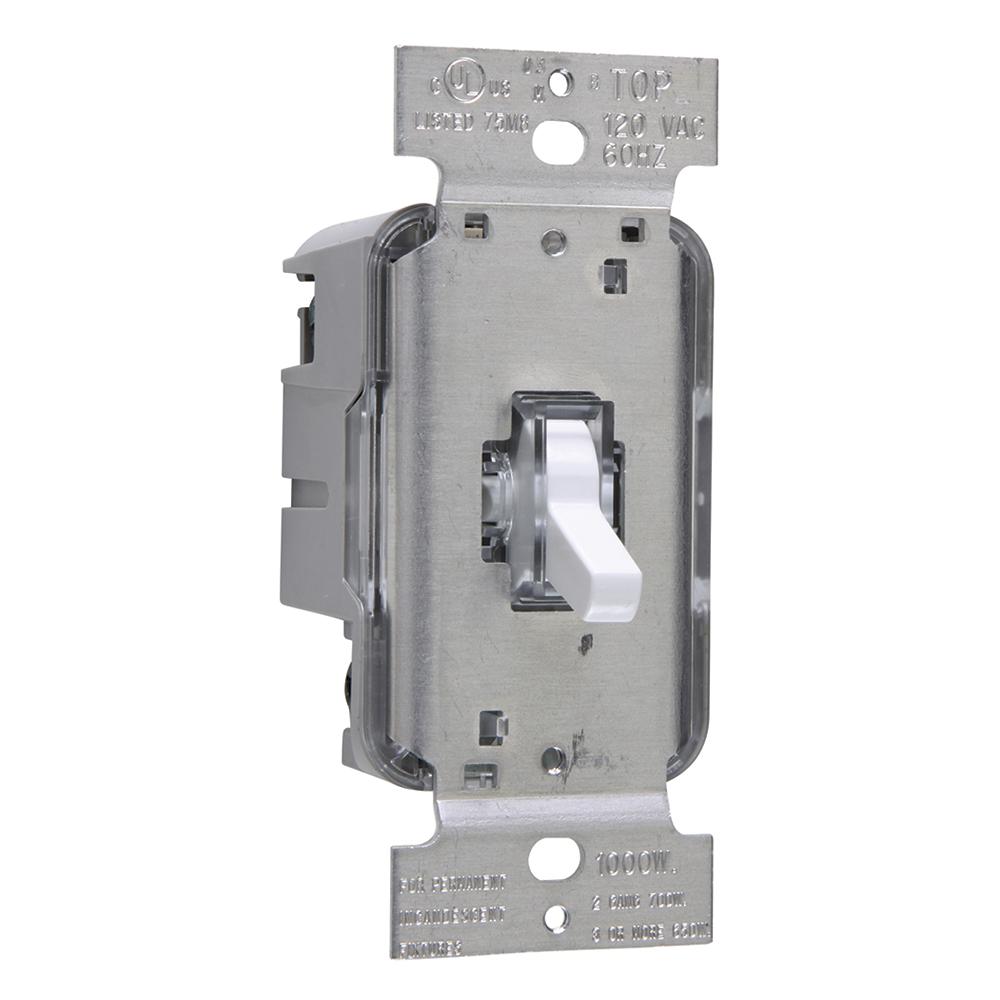 TOGGLE DIMMER 1000W/3W LIGHTED WH