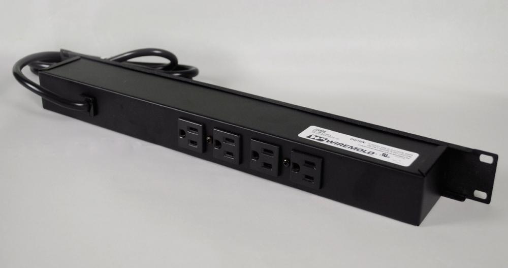 15A, 1U, 2F 4R OL, SW, 15FT, BK