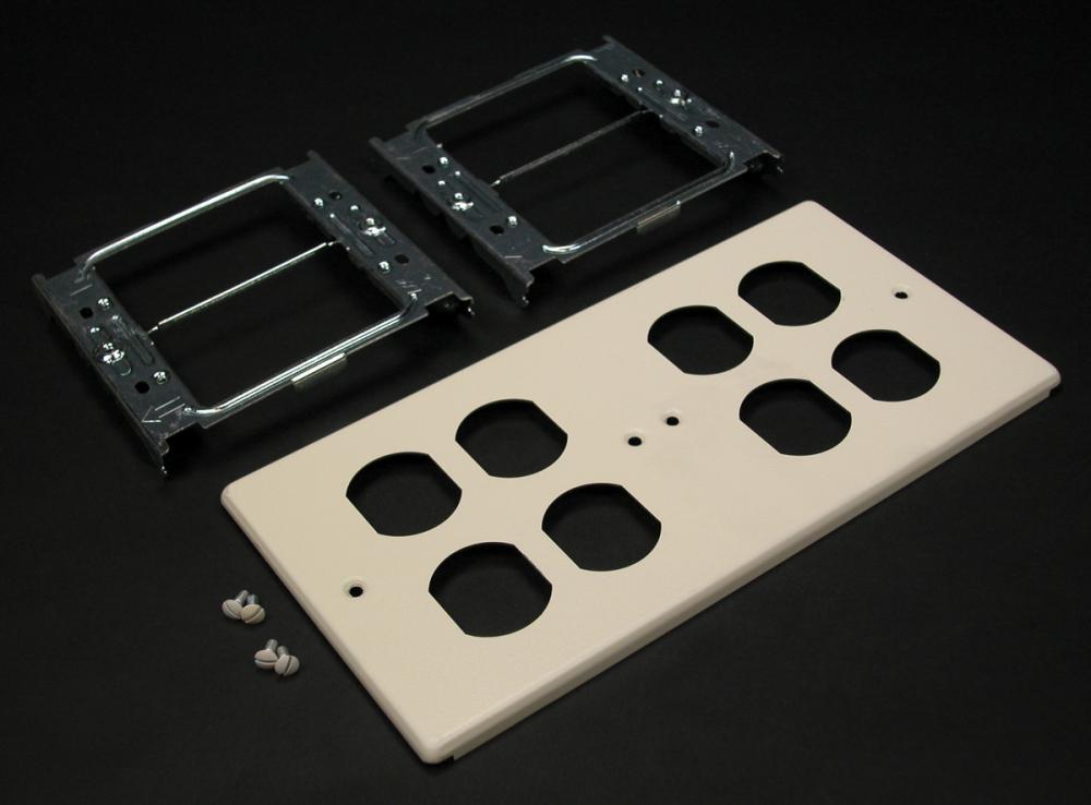 4-GANG W/FOUR DUPLEX OPENINGS-IVORY