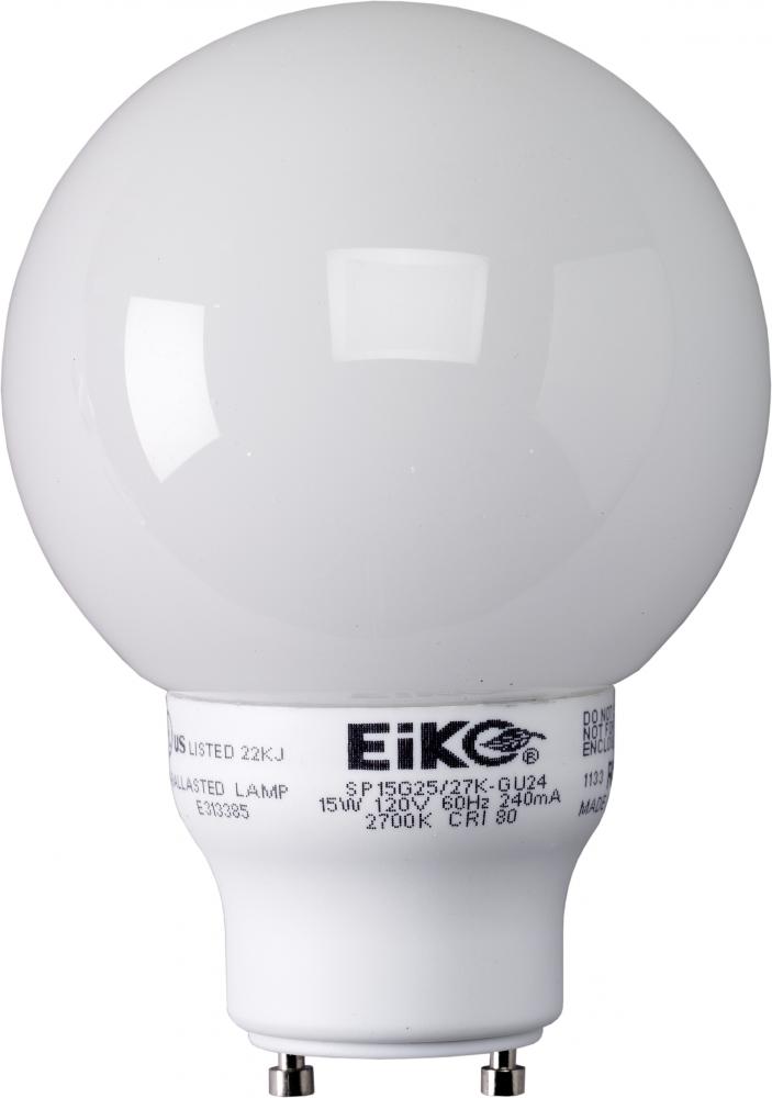 2700K   15W 120V GLOBE SHAPED SPIRAL GU2