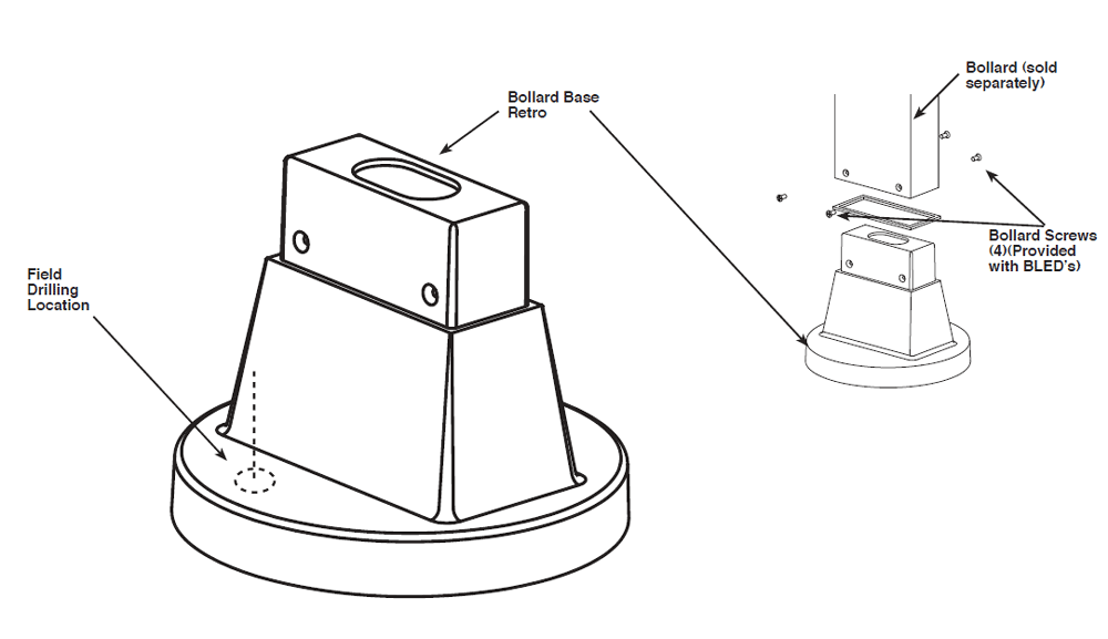 BOLLARD BASE ADAPTOR FOR RETRO KIT WHITE