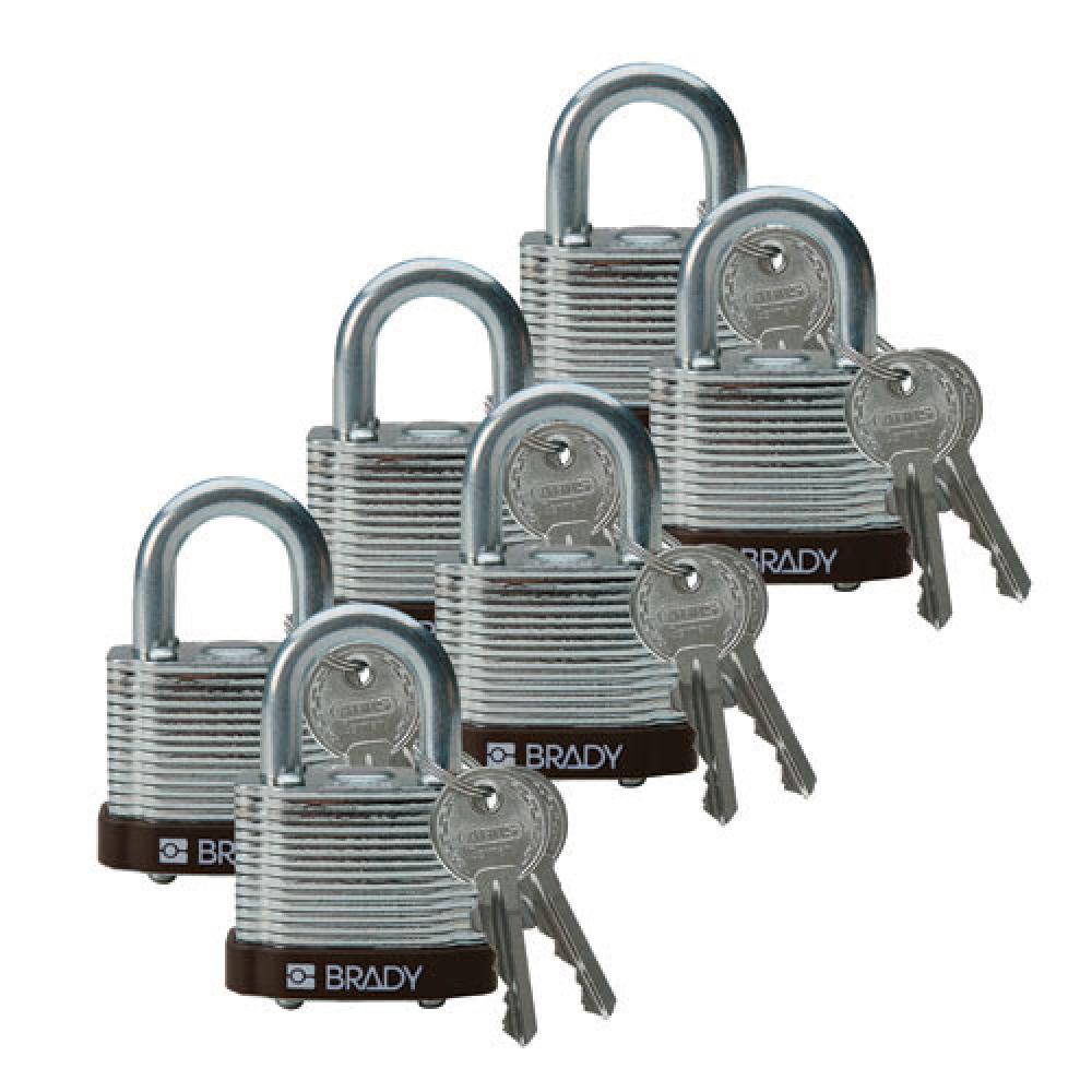 Steel Padlock 0.75 in Shackle KD BN 6PK