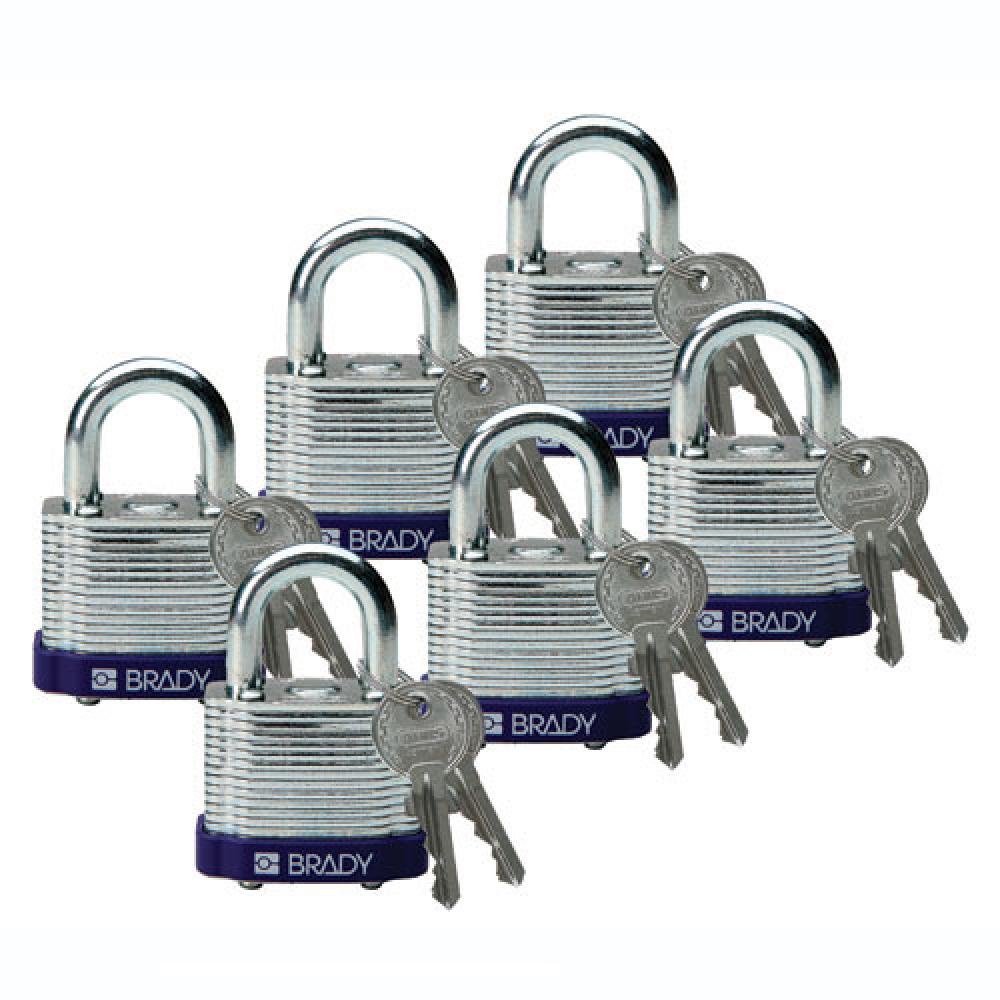 Steel Padlock 0.75 in Shackle KD PL 6PK