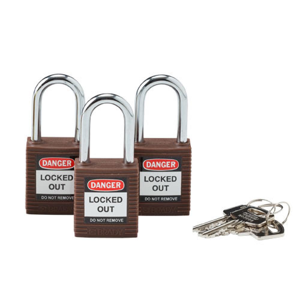 Nylon Padlock 1.5" Steel Shkl KA BN 3PK