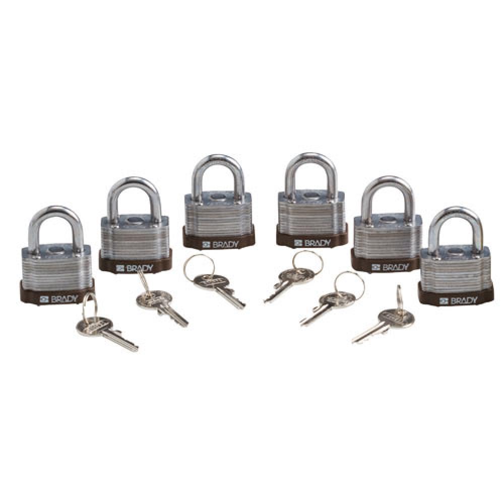 Steel Padlock 0.75 in Shackle KD BN 6PK
