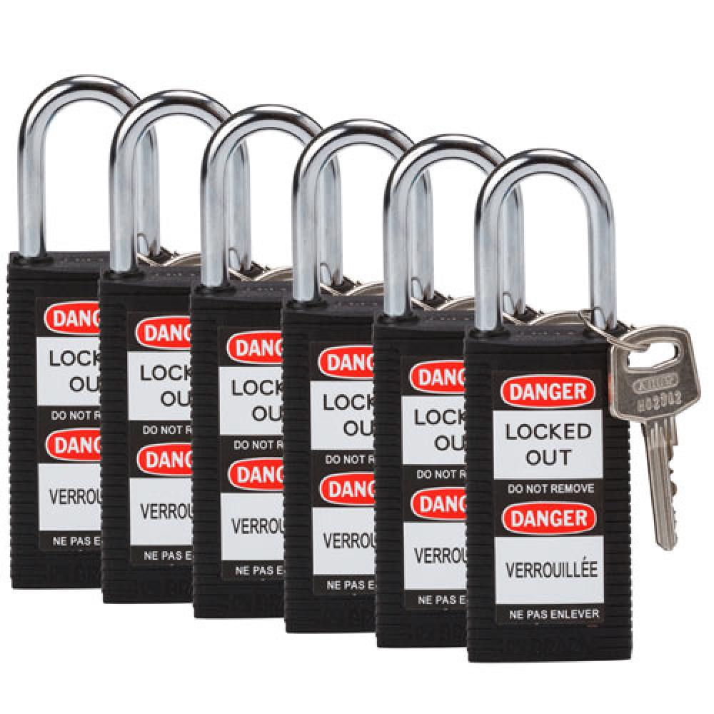 Long Body Nylon Padlock 1.5" KD BK 6PK