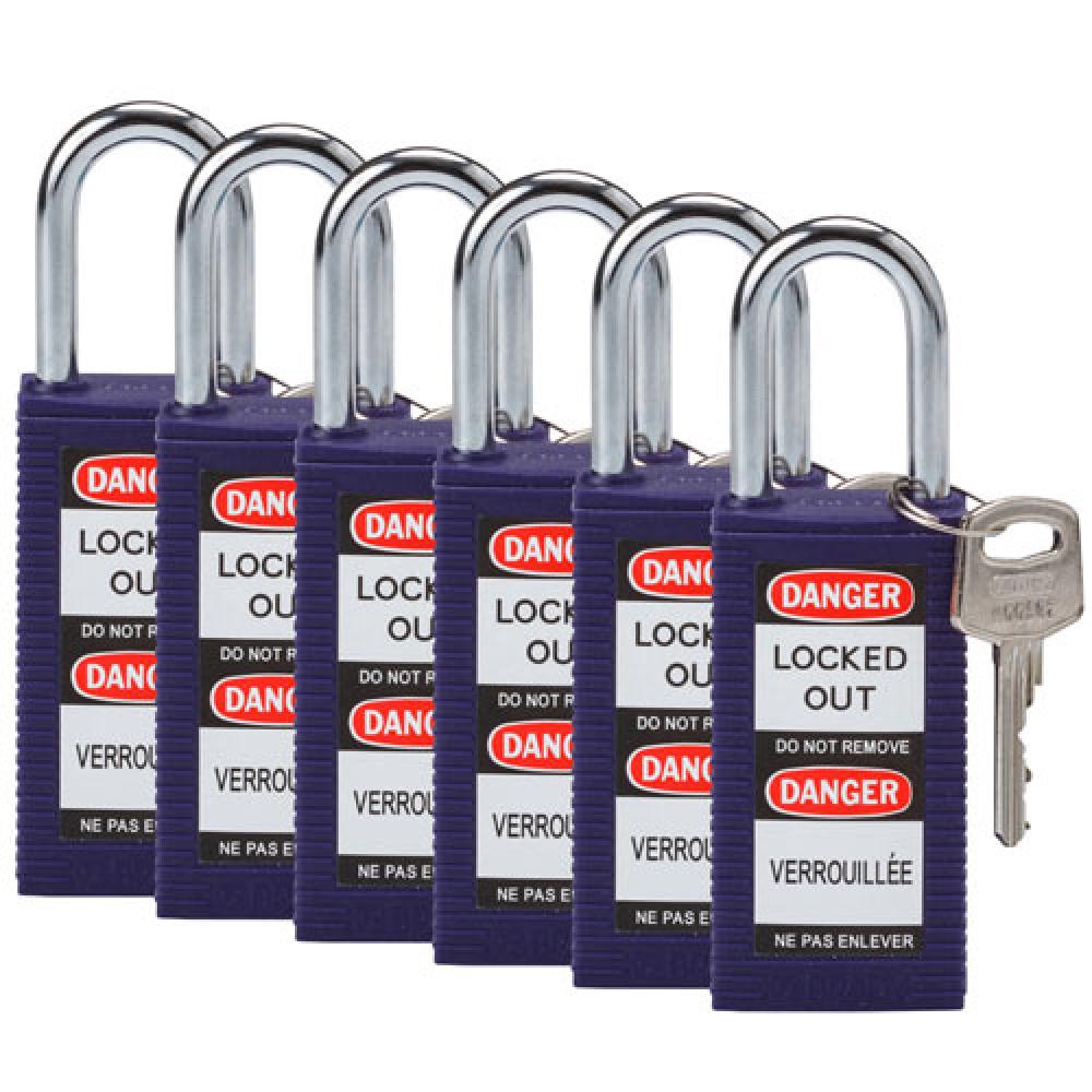 Long Body Nylon Padlock 1.5" KD PL 6PK