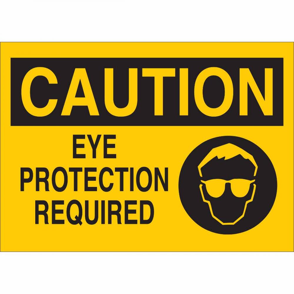 B555 10X14 BLK/YEL CAUTION EYE PROTECTIO