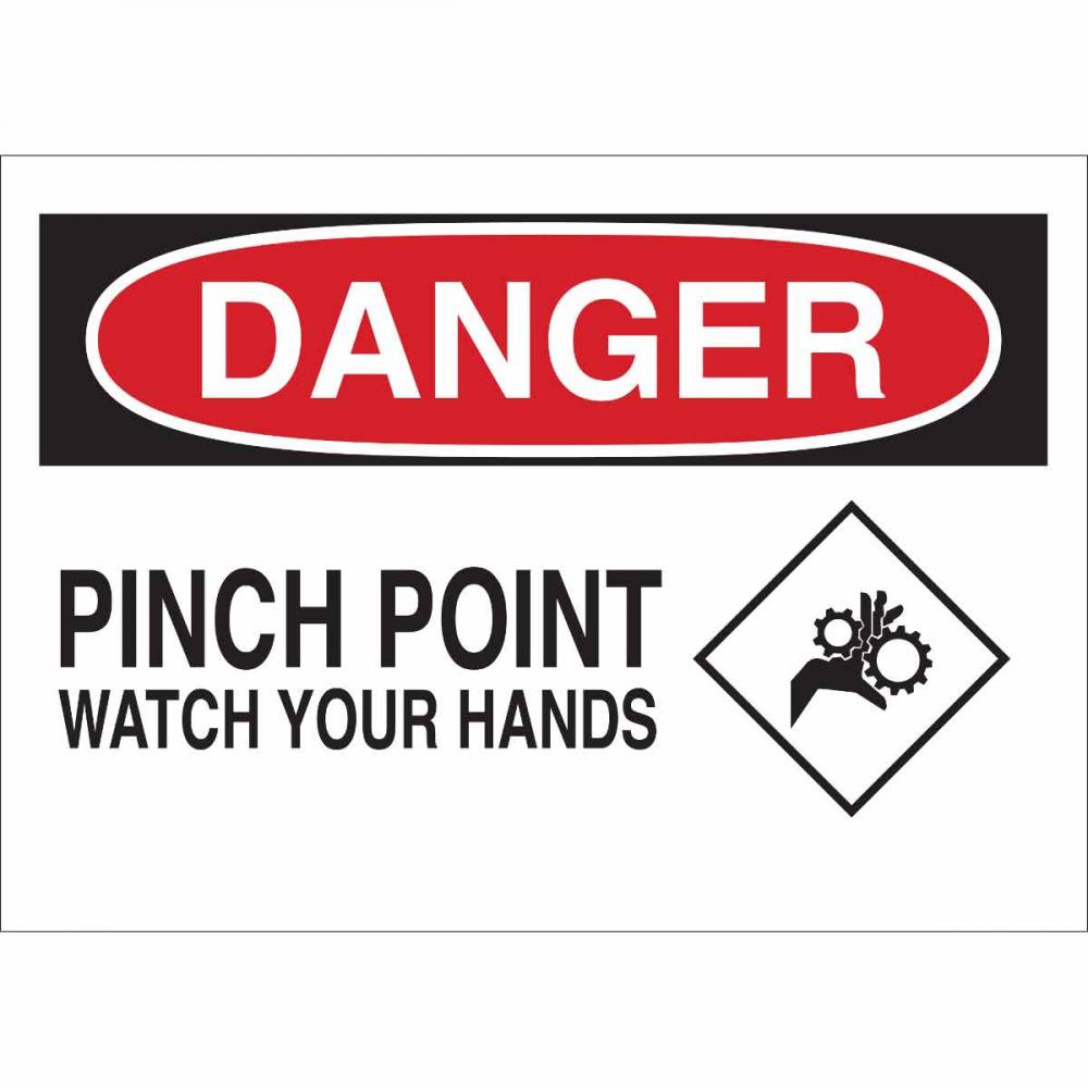 B555 10X14 RED/BLK/WHT DANGER PINCH POIN