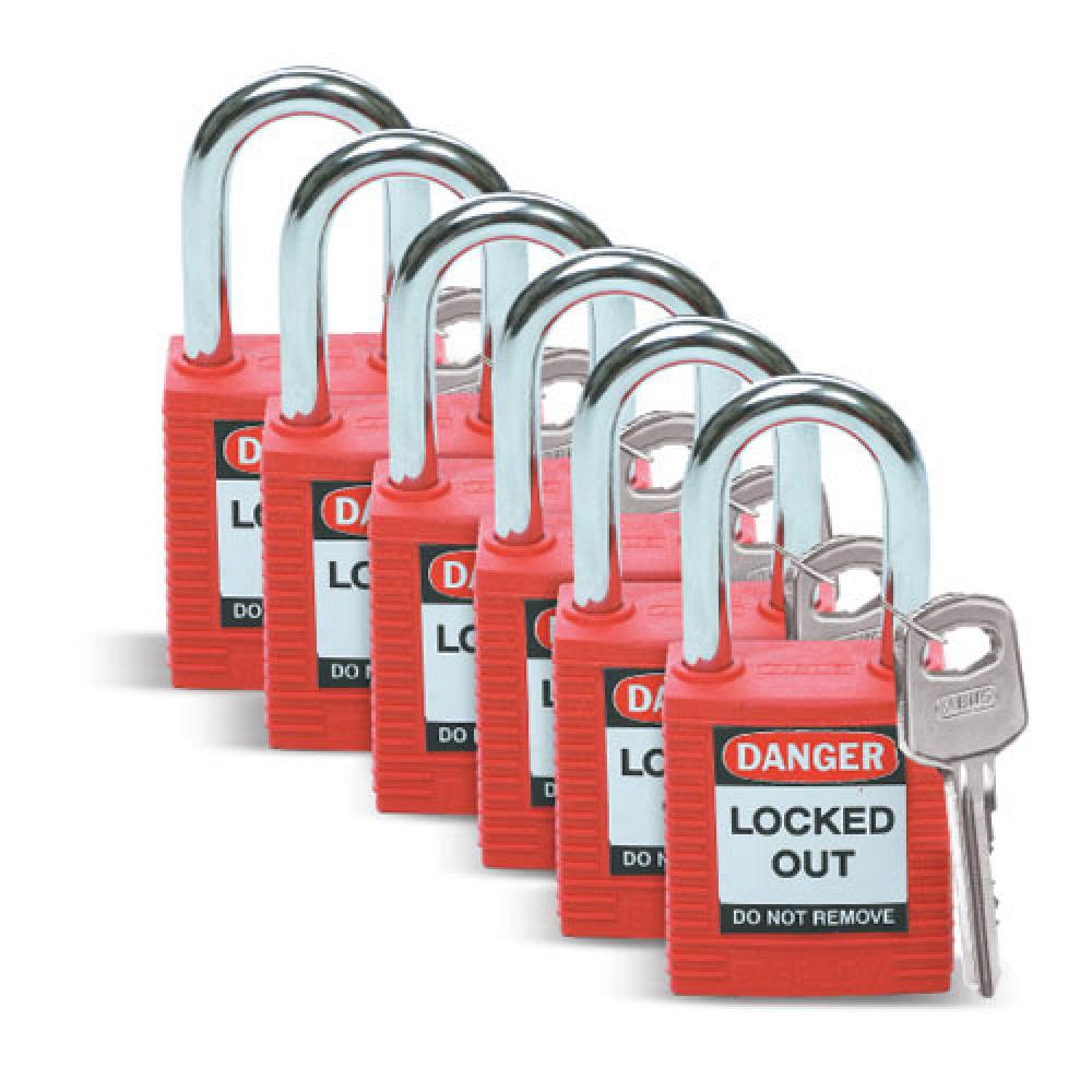 Nylon Padlock 1.5" Steel Shkl KD RD 6PK