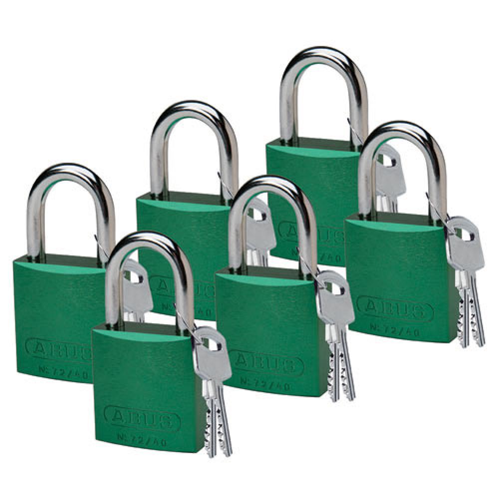 Alum Padlock 1" Alum Shackle KD GN 6PK