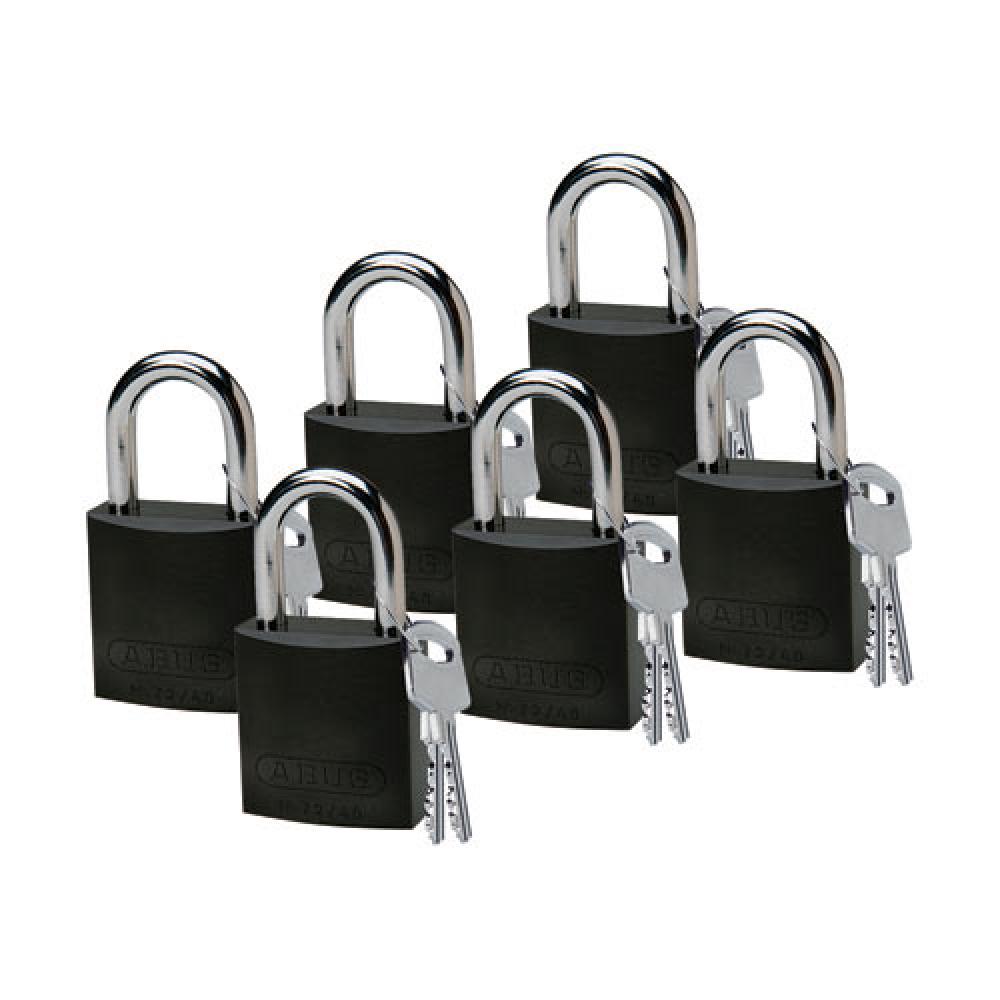 Alum Padlock 1" Alum Shackle KD BK 6PK