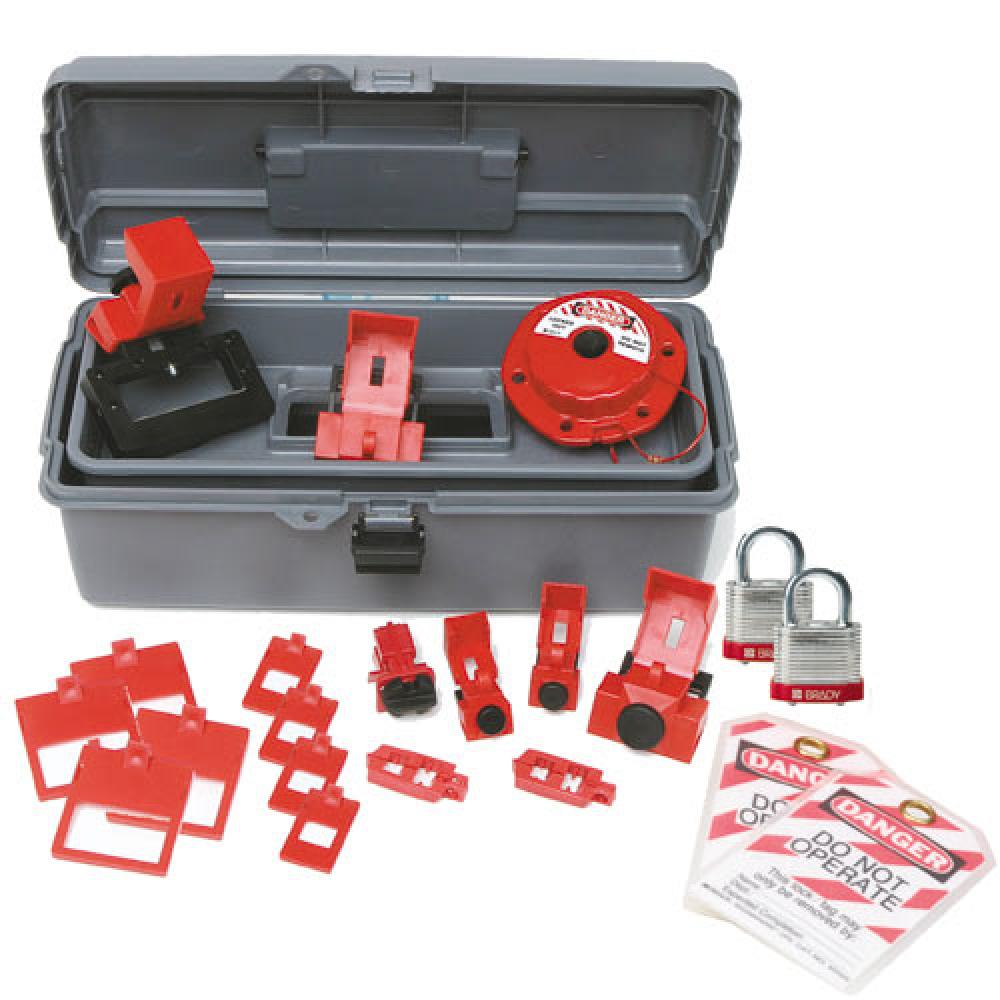 BREAKER LOCKOUT TOOLBOX,W/ STEEL LOCKS