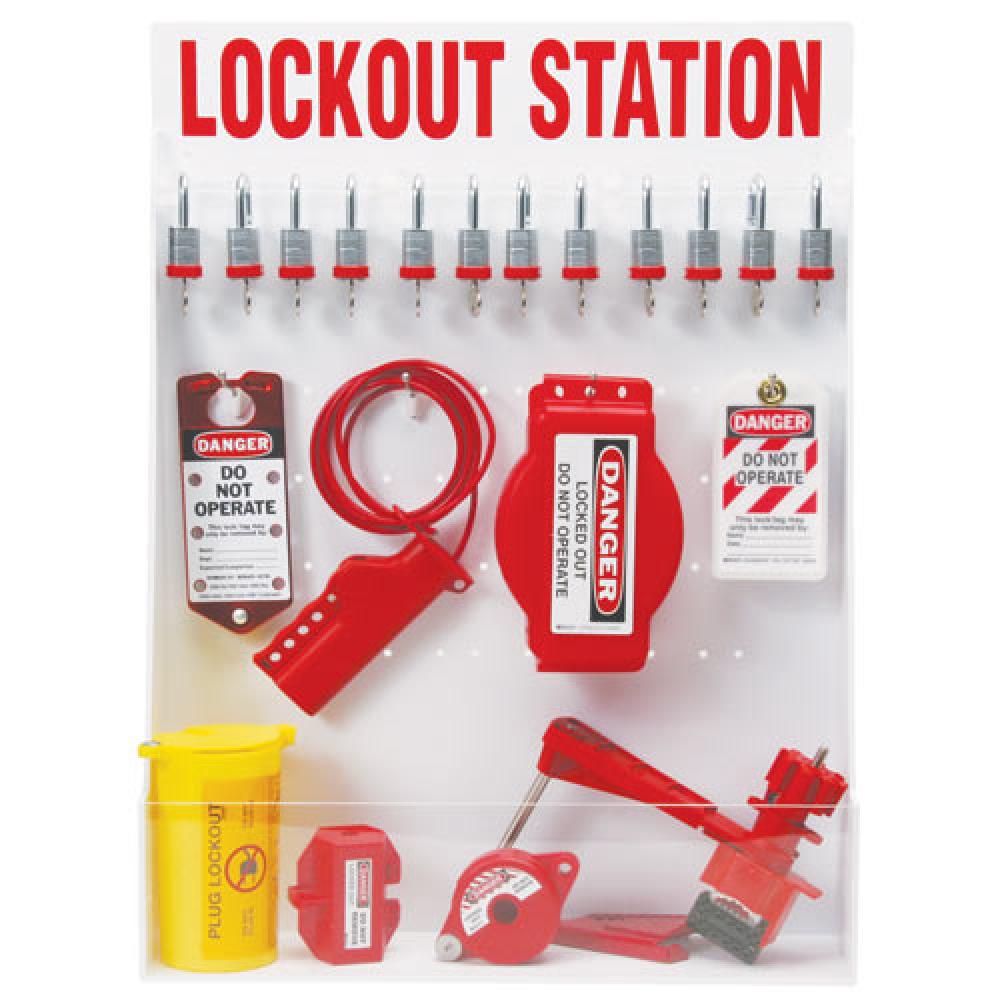LARGE LOCKOUT STATION, W/STEEL LOCKS