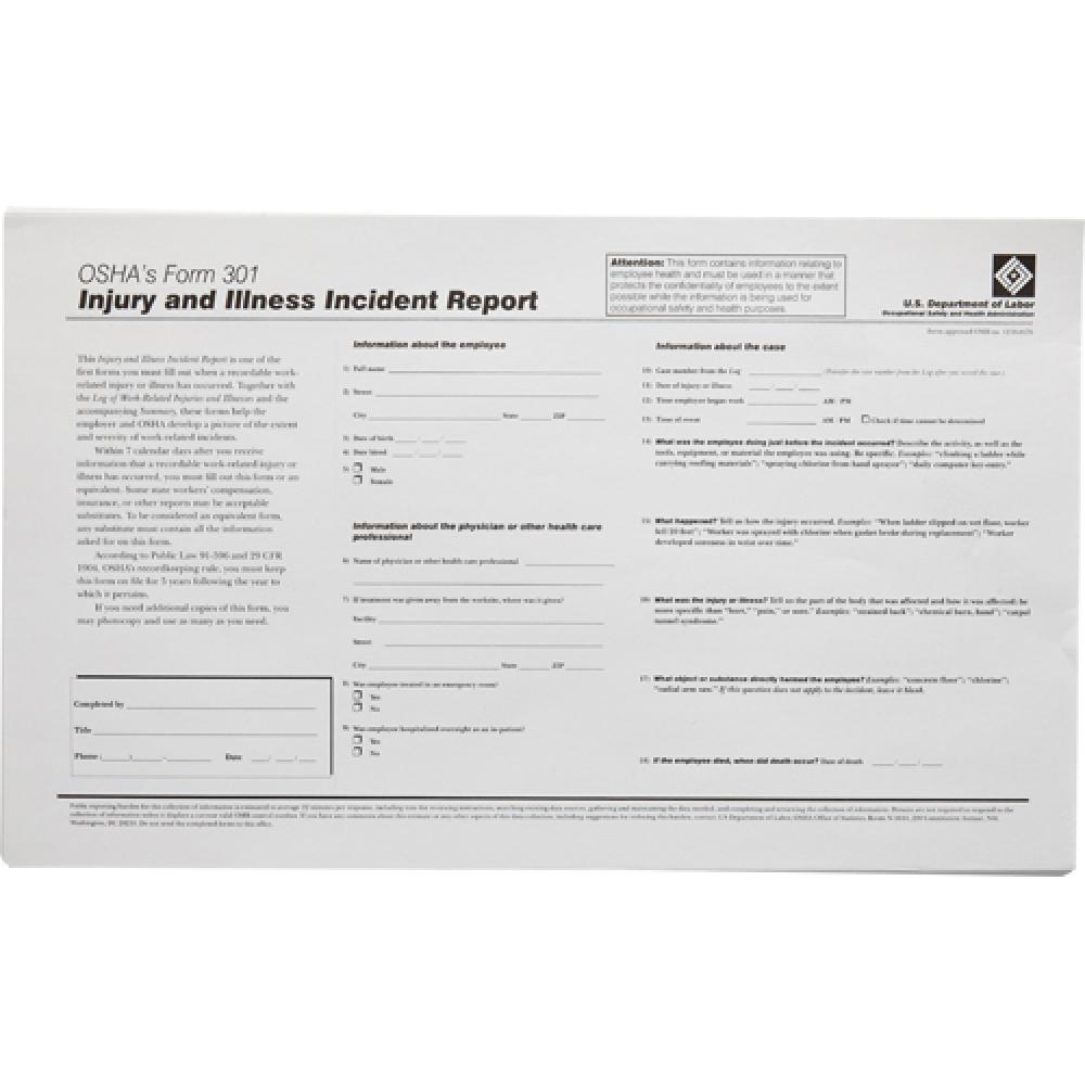 OSHA 3001E Forms 25 Sheets/PK