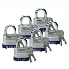 Brady 104917 - Steel Padlock 0.75 in Shackle KD PL 6PK