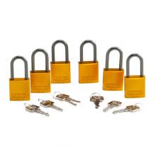 Brady 105884 - Alum Padlock 1.5" Alum Shackle KA YL 6PK