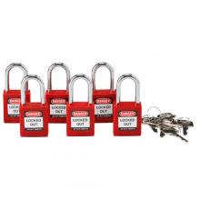 Brady 105890 - Nylon Padlock 1.5" Steel Shkl KA RD 6PK