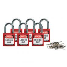 Brady 118954 - Nylon Padlock 1" Alum Shackle KA RD 6PK