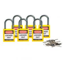 Brady 118962 - Nylon Padlock 1" Alum Shackle KA YL 6PK