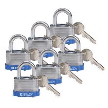 Brady 118937 - Steel Padlock 0.75 in Shackle KD BU 6PK