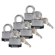 Brady 118940 - Steel Padlock 0.75 in Shackle KD BK 6PK