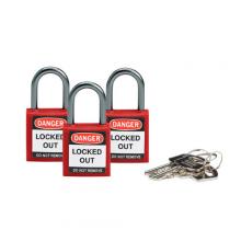 Brady 118953 - Nylon Padlock 1" Alum Shackle KA RD 3PK