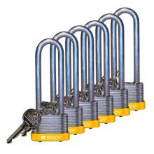 Brady 123239 - Steel Padlock 3" Steel Shkl KD YL 6PK