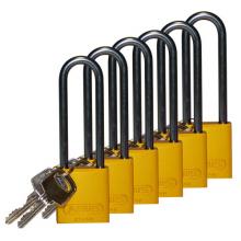 Brady 123287 - Alum Padlock 3" Alum Shackle KD YL 6PK