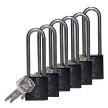 Brady 123289 - Alum Padlock 3" Alum Shackle KD BK 6PK