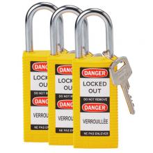 Brady 123417 - Long Body Nylon Padlock 1.5" KA YL 3PK