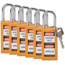 Brady 123400 - Long Body Nylon Padlock 1.5" KD OR 6PK